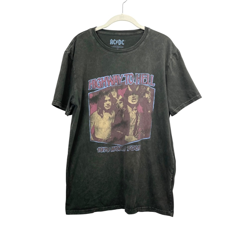Lucky Brand AC DC band graphic tee Size M Highway to Hell‎ 1979 tour cotton acid